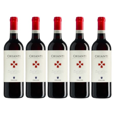 Sada 5 fliaš vín Cecchi Chianti DOCG, červené, suché, 0,75 l...