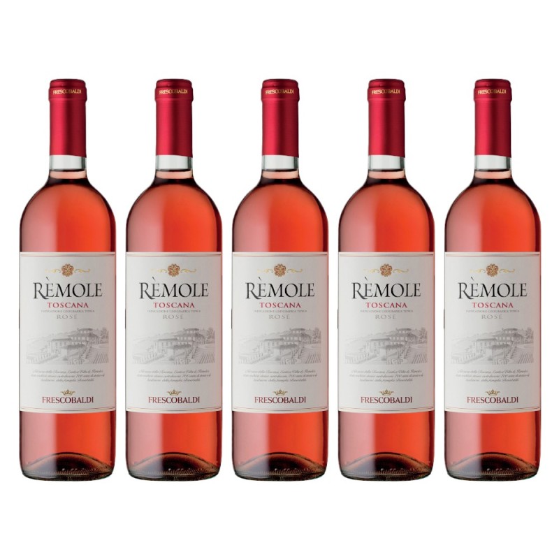 Set 5 Sticle Vin Frescobaldi Remole Toscana IGT, 12% Alcool, Rose, Sec,  0.75 l