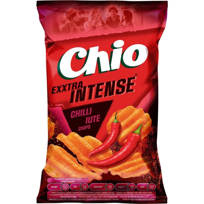 Chipsuri cu Chili Iuti Chio Extra Intens, 125 g