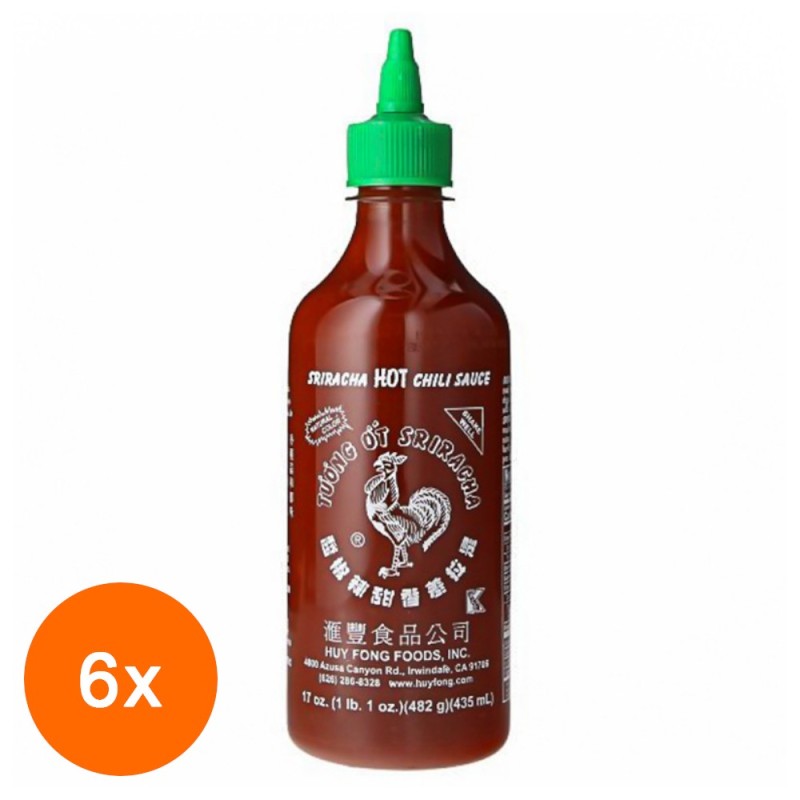 Set 6 x Sos Chili Iute Huy Fong Sriracha, 435 ml