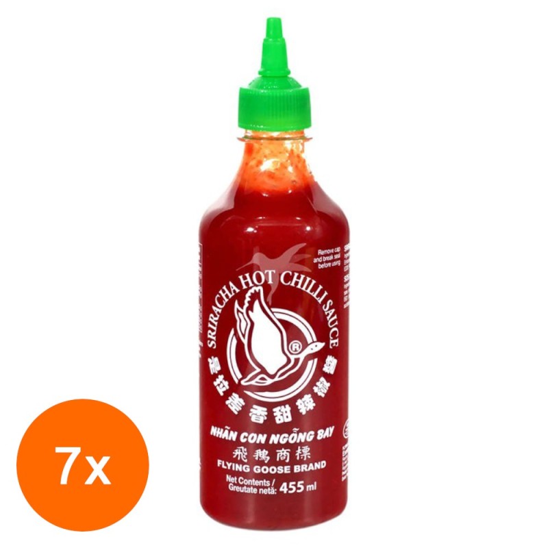 Set 7 x Sriracha Hot Chilli Flying Goose, 455 ml