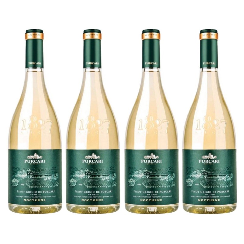 Set Vin Alb Nocturne Pinot Grigio de Purcari Sec, 4 Sticle x 0.75 l
