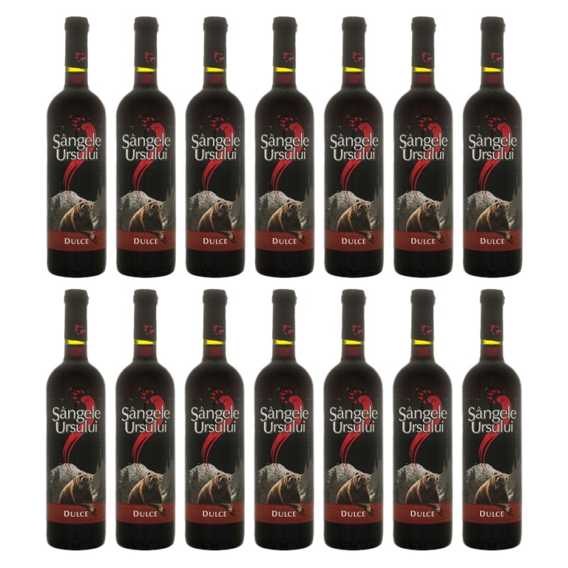 Set Vin de Masa Rosu Crama Ceptura Sangele Ursului, Dulce, 14 Sticle x 0.75 l
