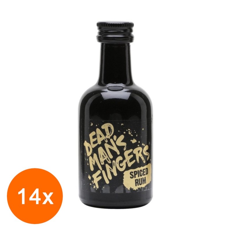 Set Rom Dead Mans Fingers, Spiced Rum, 37.5% Alcool, Miniatura, 14 Sticle x 0.05 l