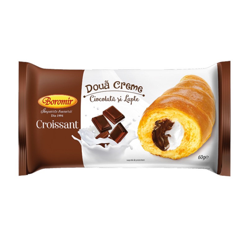 Croissant cu Ciocolata si Lapte Boromic, 60 g