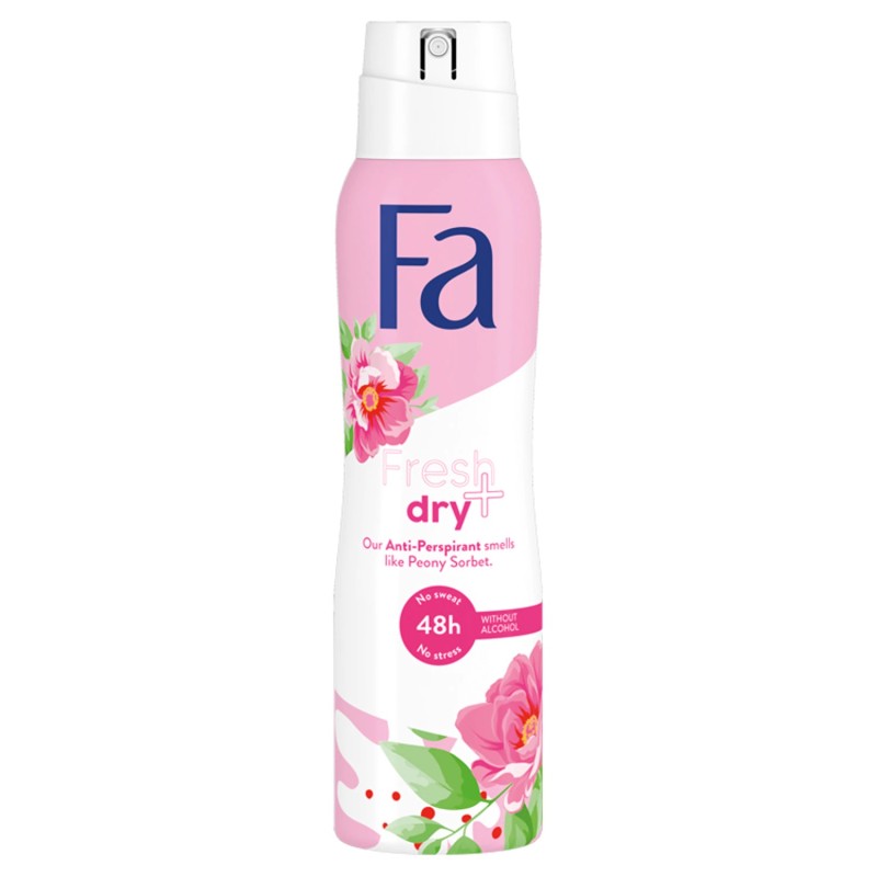 Deodorant Antiperspirant Spray Fa Fresh si Dry cu Parfum de Bujori, Femei, 150 ml