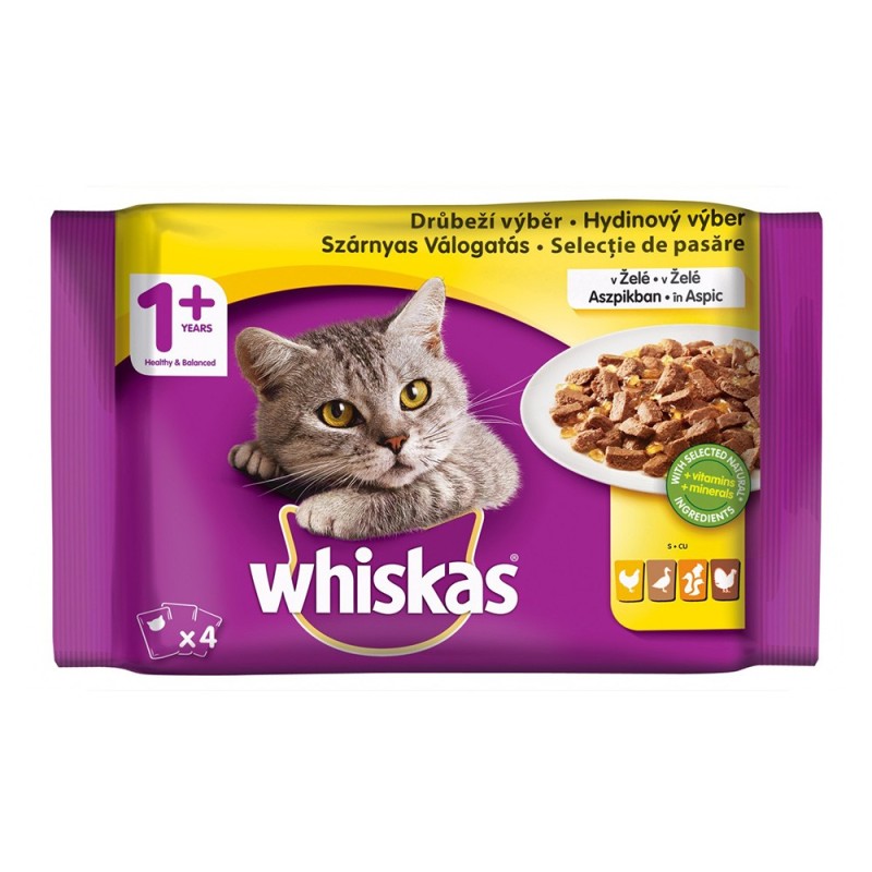Set Hrana Umeda pentru Pisici Whiskas Selectii Adult, cu Pui, 4 Plicuri x 100 g