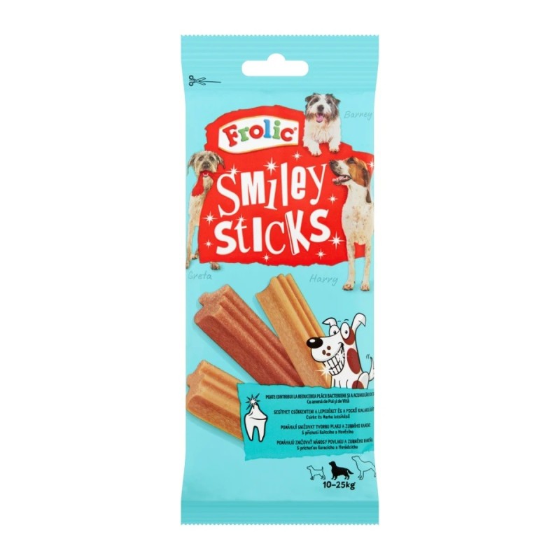 Recompense pentru Caini Frolic Smiley Sticks, 175 g
