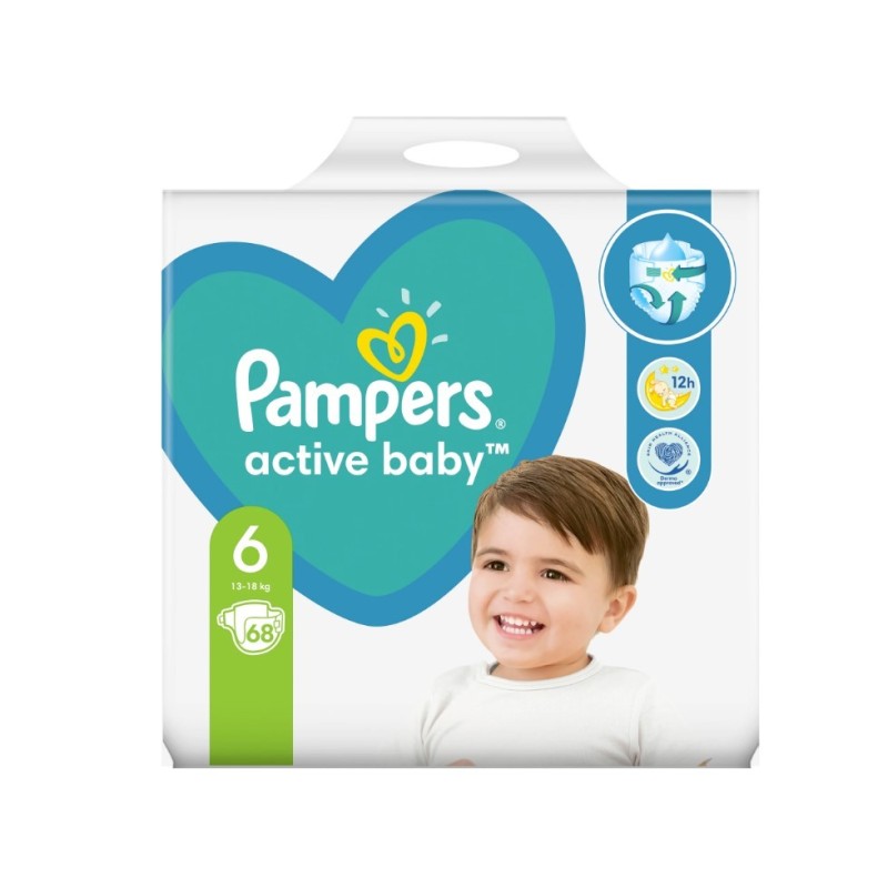 Scutece Pampers Active Baby Giant Pack, Marimea 6, 13 -18 kg, 68 Bucati