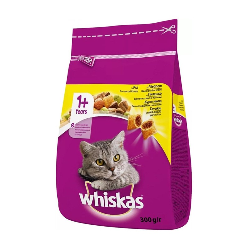 Hrana Uscata pentru Pisici Whiskas Adult, cu Pui si Ficat, 300 g