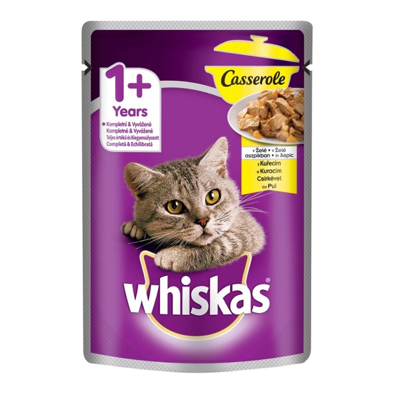 Hrana Umeda pentru Pisici Whiskas Casserole Adult, cu Pui, Plic, 85 g