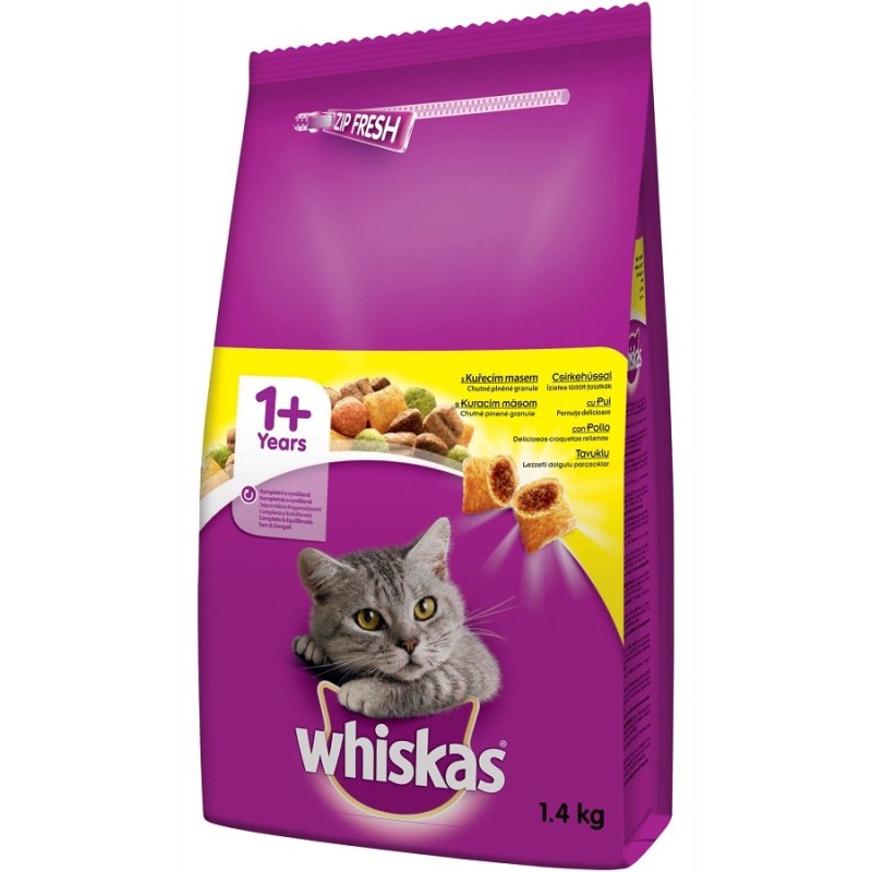 Hrana Uscata pentru Pisici Whiskas Adult, cu Pui, 1.4 kg