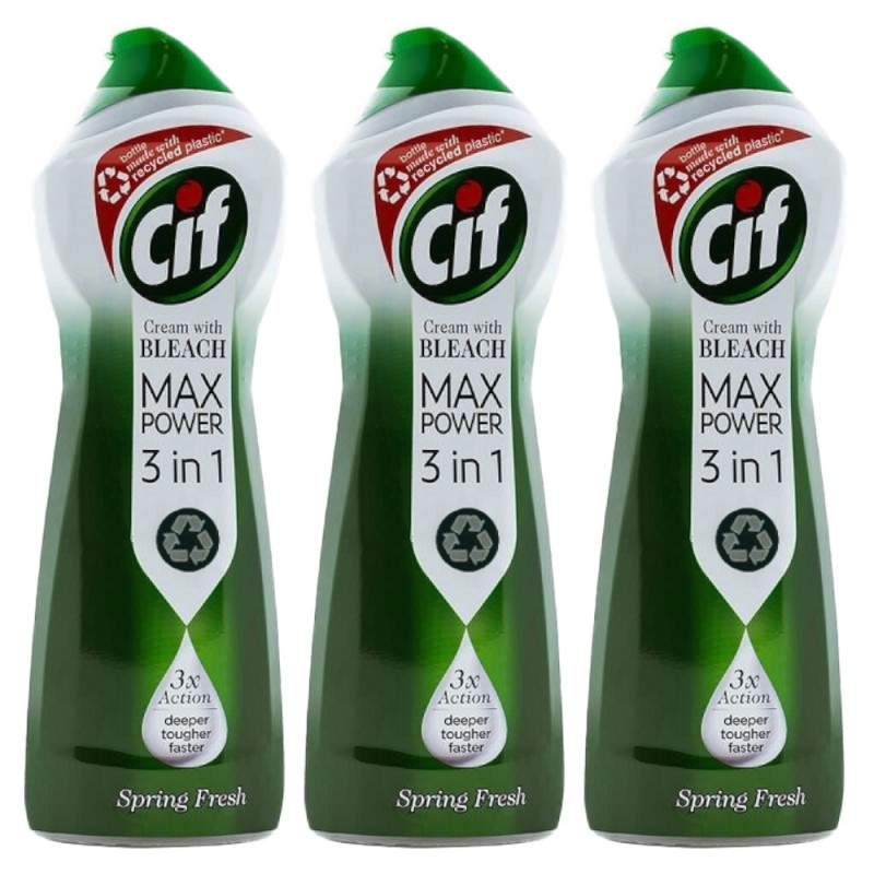 Set 3 x Crema Abraziva pentru Suprafete Cif MAX Power 3 in 1 Spring Fresh, 750 ml