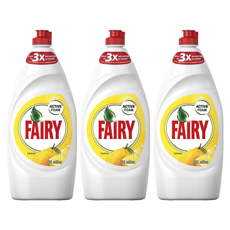 Set Detergent de Vase Fairy Lemon, 3 Bucati x 800 ml