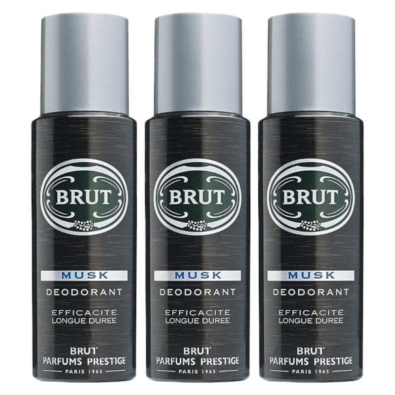 Set 3 x Deodorant Antiperspirant Spray Brut Musk, 200 ml
