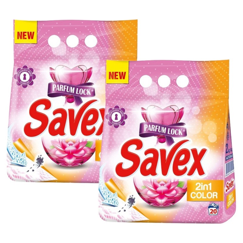 Set 2 x Detergent Automat Savex 2 In 1 Color, 2 kg