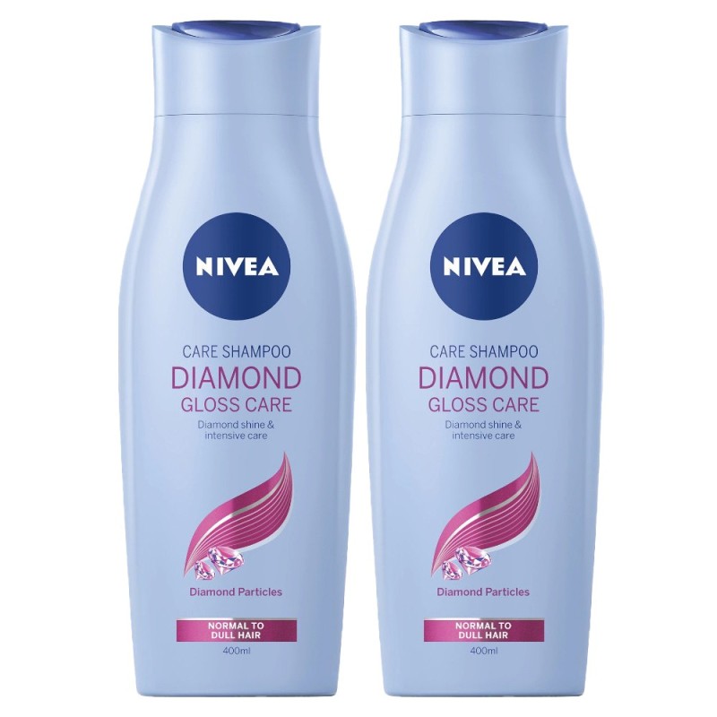 Set 2 x Sampon Nivea Diamond Gloss Care, pentru Par Normal Lipsit de Vitalitate, 400 ml