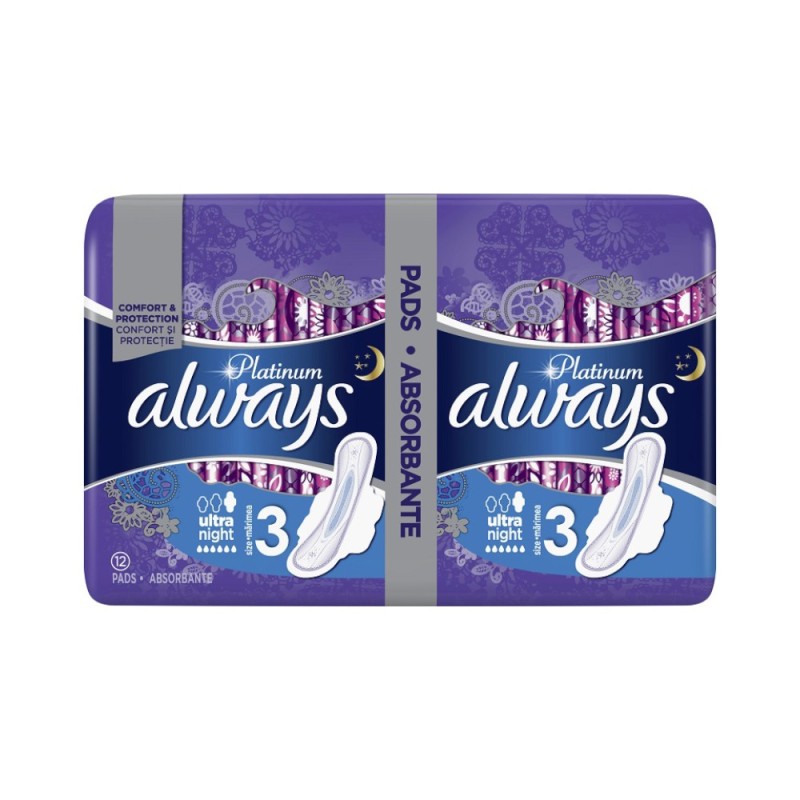 Absorbante Always Duo Platinum Night Size 3, 12 Bucati