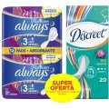 Absorbante Always Platinum Night, 12 Bucati + Absorbante Zilnice Discreet Waterlily, 20 Bucati