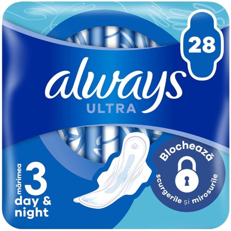 Absorbante Always Ultra Day & Night, 28 Bucati