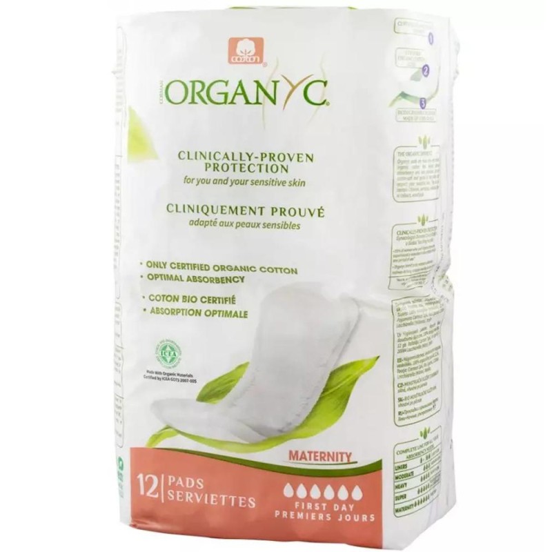 Absorbante Intime din Bumbac Organic, pentru Perioada de dupa Nastere, 12 Bucati, Organyc