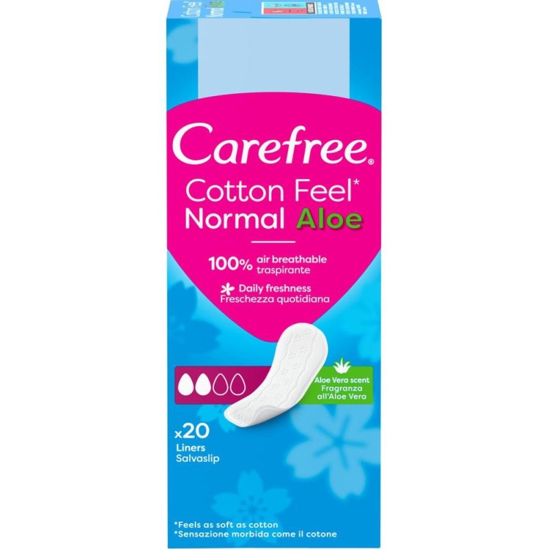 Absorbante Zilnice Carefree Panty Liners, Cotton Aloe, 20 Bucati