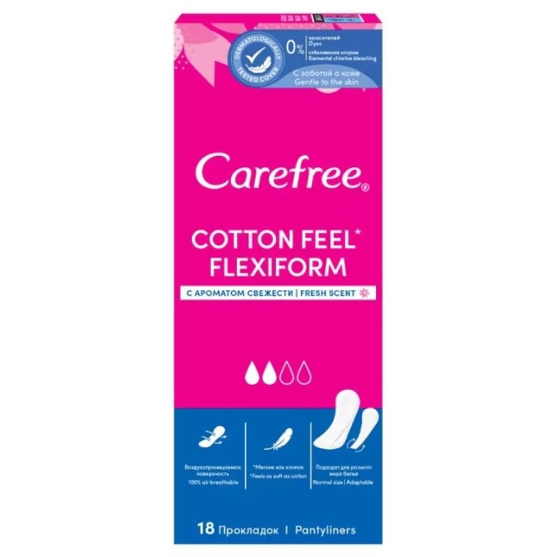 Absorbante Zilnice Carefree Panty Liners Flexiform White, 18 Bucati