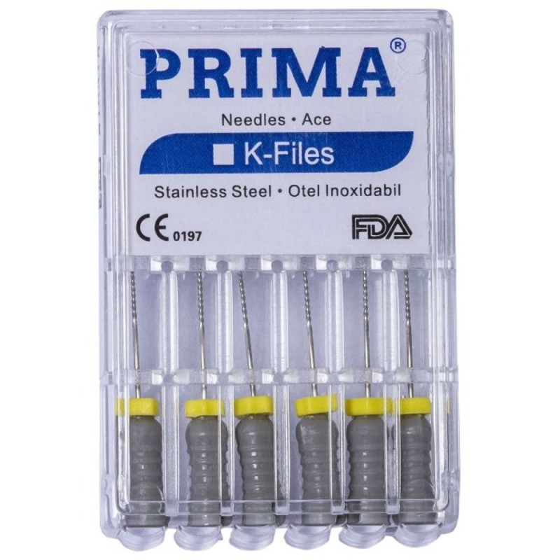 Ace Endodontice Kerr K-Files, Nr. 08 Gri, 25 mm, pentru Canal Radicular, Prima, 6 Bucati