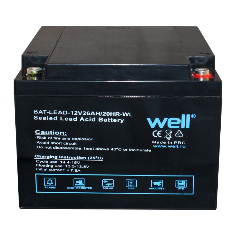 Acumulator Plumb Acid 12V / 26Ah, Terminal M5, Well