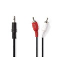 Adaptor Jack 3.5mm Tata - 2 x RCA Tata, 1.50m, Negru, Nedis