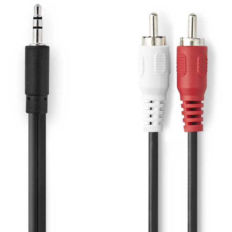 Adaptor Jack 3.5mm Tata - 2 x RCA Tata, 1.50m, Negru, Nedis