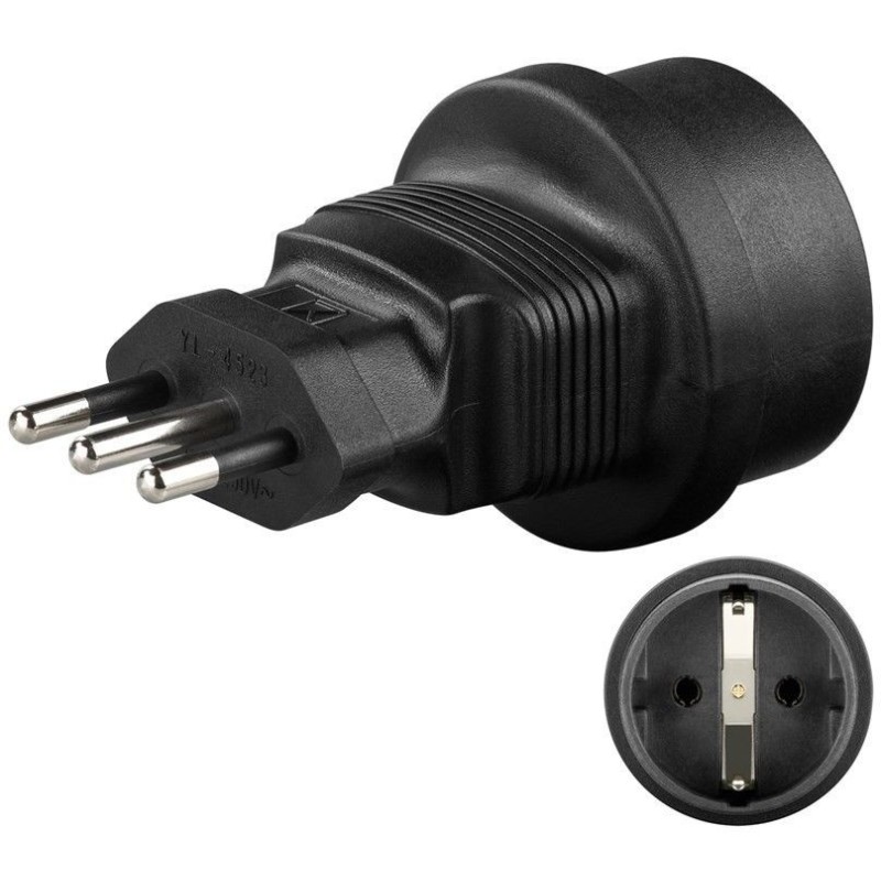Adaptor Priza Schuko, Italian, Negru, Goobay