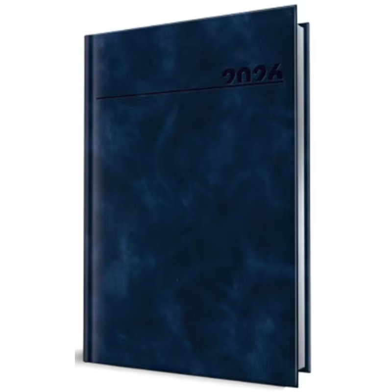 Agenda Datata A5, 352 Pagini, Coperta Piele Sintetica, Premium Deluxe Chia, Bleumarin, Margini Folio Argintiu 2026