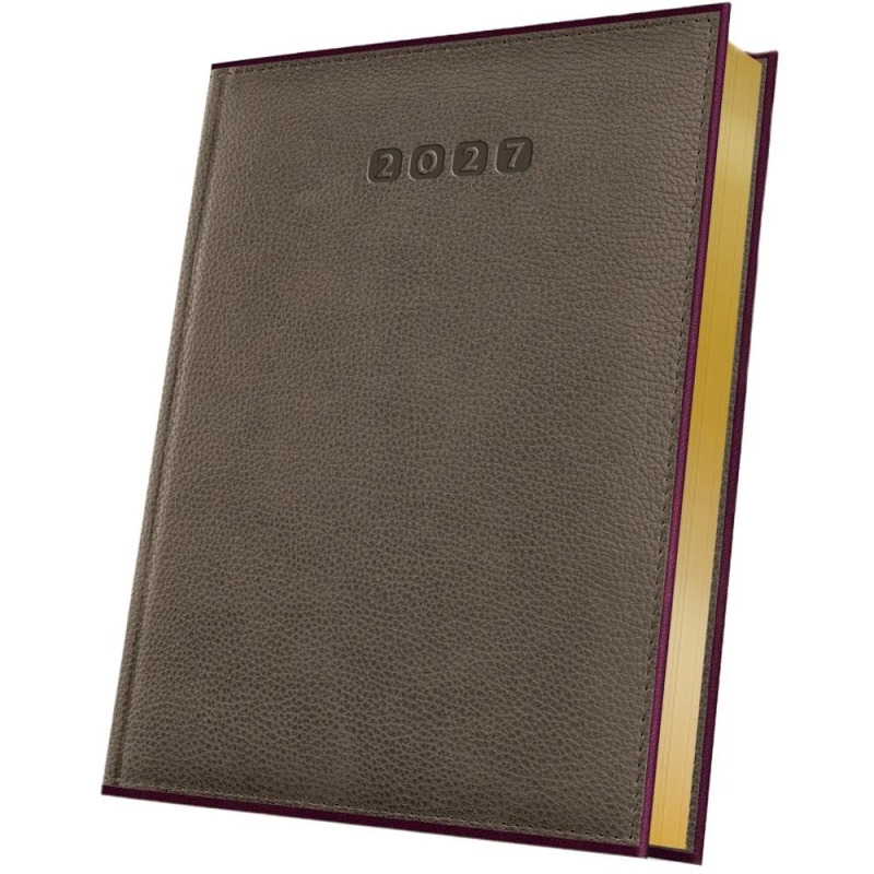 Agenda Datata A5 352 Pagini, Premium Deluxe Alghero, Coperta Piele Sintetica, Maro/Rosu Burgundy Folio Auriu 2027, Herlitz