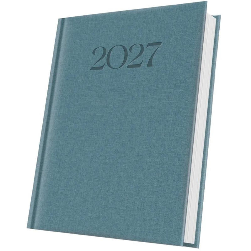 Agenda Datata A5 352 Pagini, Premium Deluxe Biella, Coperta Piele Sintetica, Albastru Ardezie Folio Argintiu 2027, Herlitz
