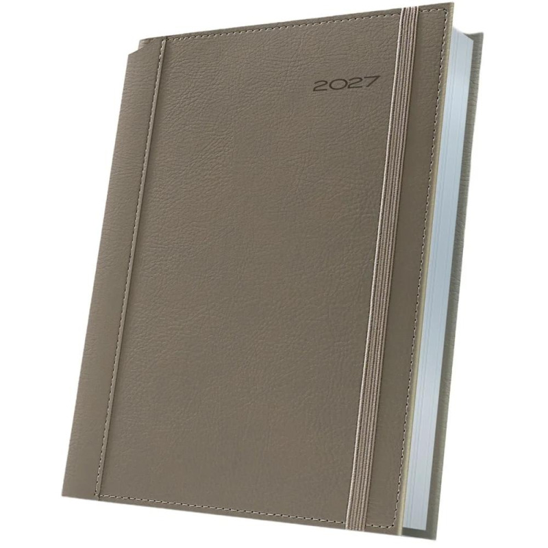 Agenda Datata A5 352 Pagini, Premium Deluxe Borneo, Coperta Piele Sintetica, Bej Folio Argintiu 2027, Herlitz