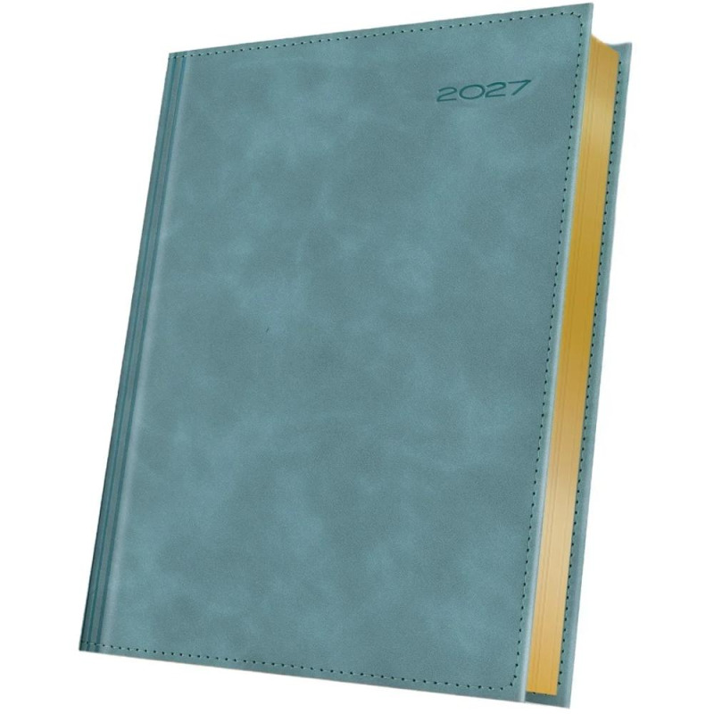 Agenda Datata A5 352 Pagini, Premium Deluxe Chia Suple, Coperta Piele Sintetica, Acvamarin Folio Auriu 2027, Herlitz