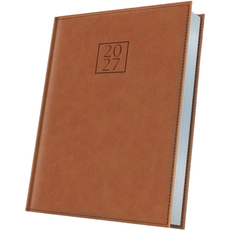 Agenda Datata A5 352 Pagini, Premium Deluxe Chianti, Coperta Piele Sintetica, Cognac Folio Argintiu 2027, Herlitz