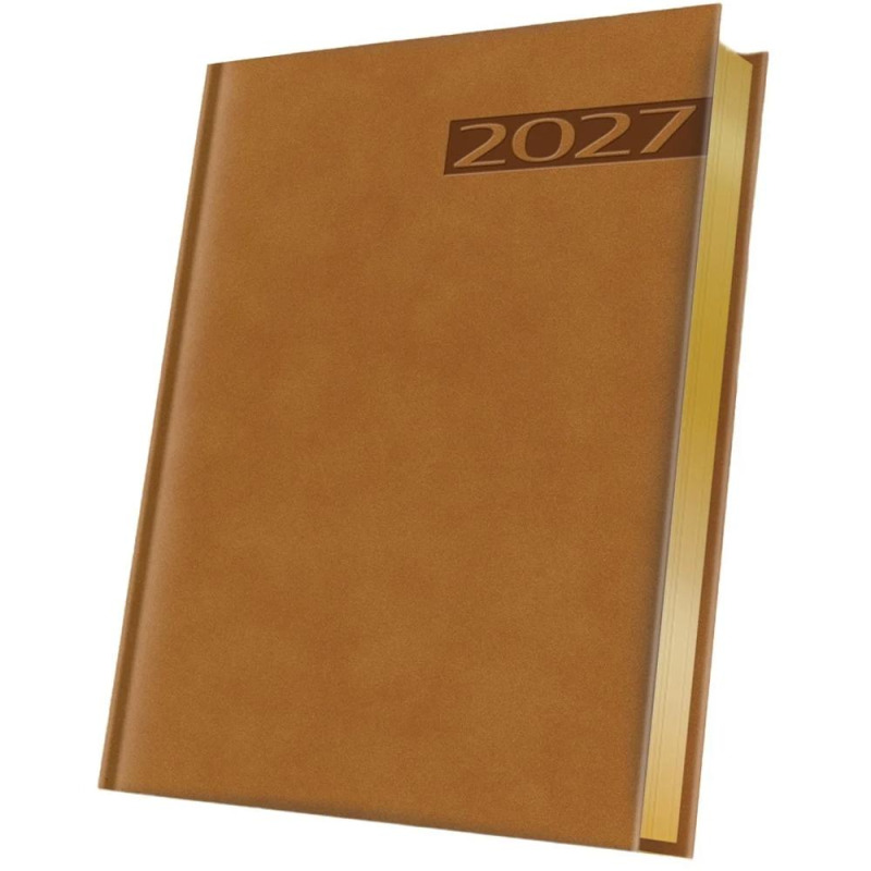 Agenda Datata A5 352 Pagini, Premium Deluxe Teano, Coperta Piele Sintetica, Maro Folio Auriu 2027, Herlitz