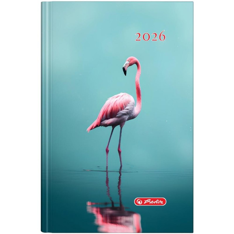 Agenda Datata A5, Motiv Flamingo, 352 Pagini, Coperta Buretata, 2026