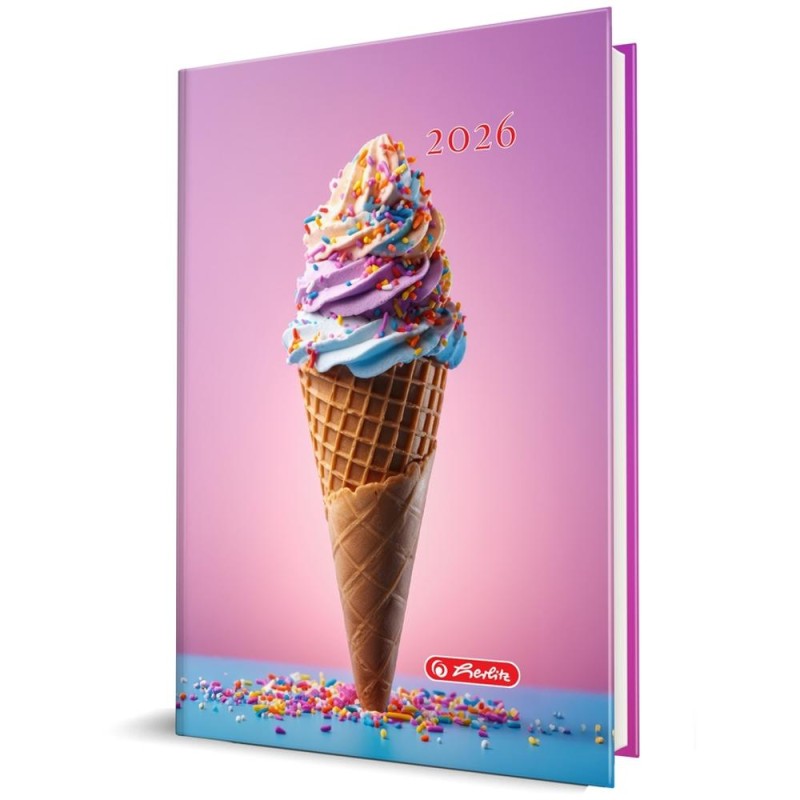 Agenda Datata A5, Motiv Ice Cream, 352 Pagini, Coperta Buretata, 2026