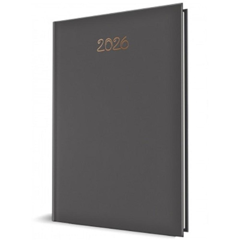 Agenda Datata Saptamanala A4, 128 Pagini, Coperta Buretata, Gri, 2026