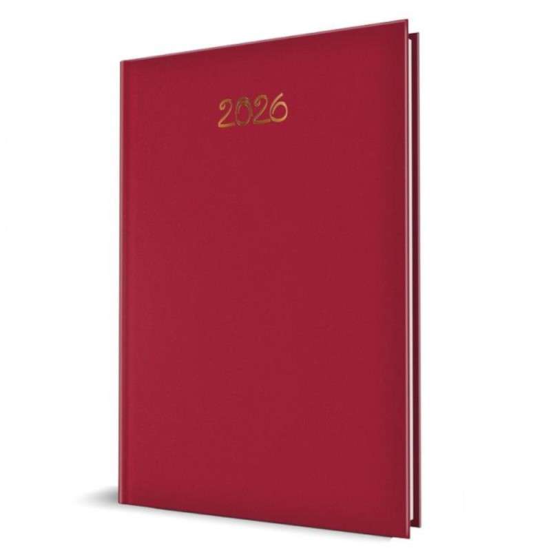 Agenda Datata Saptamanala A4, 128 Pagini, Coperta Buretata, Rosu, 2026