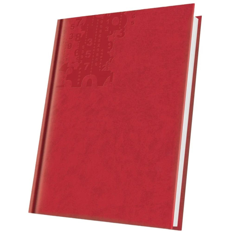 Agenda Nedatata A5 224 Pagini, Coperta Piele Sintetica Marmora, Rosu Viu, Herlitz