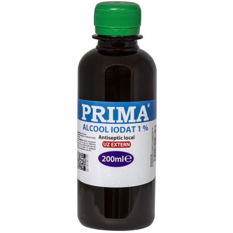 Alcool Iodat 1%, Antiseptic, pentru Uz Extern, 200 ml