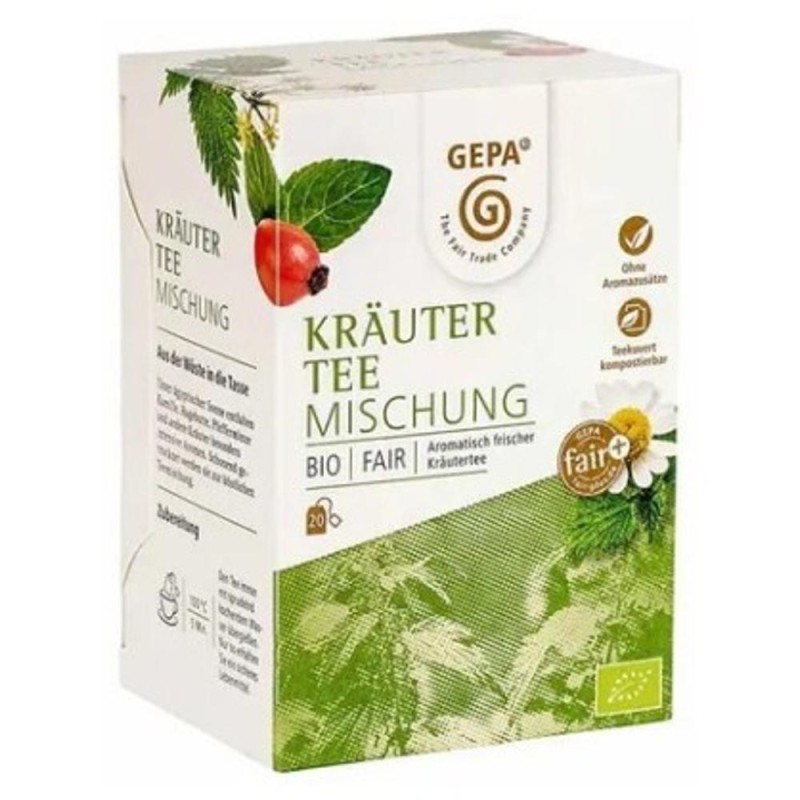 Amestec de Ceai din Plante Bio si Fairtrade, 20 Pliculete x 1.7 g, 34 g, Gepa