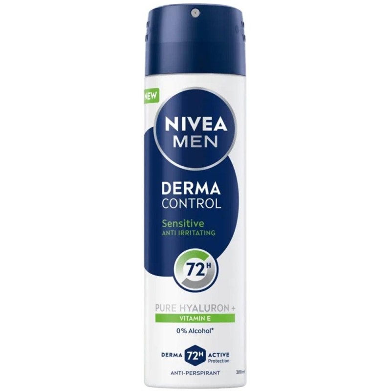 Antiperspirant Spray Nivea Men, Derma Control Sensitive, 72 h, 200 ml