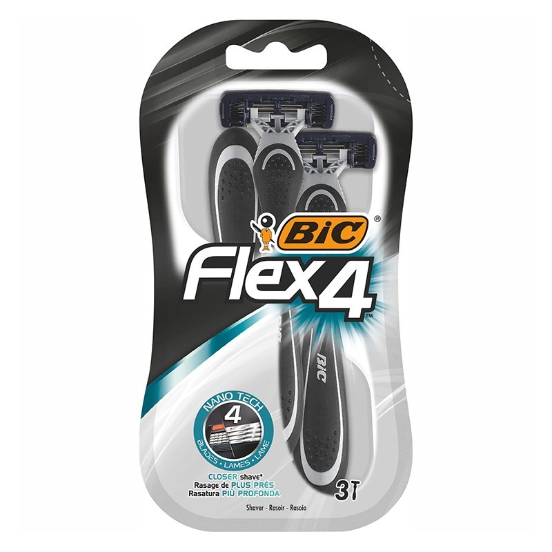 Aparat de Ras BIC Flex 4, 4 Lame, Barbati, 3 Bucati