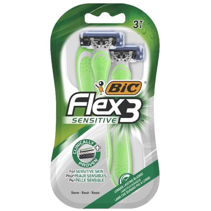 Aparat de Ras Bic Flex3 Sensitive, Barbati, Blister, 3 Bucati