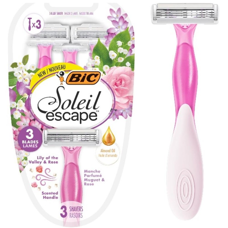 Aparat de Ras Bic Soleil Escape Lilly Summer, Femei, 3 Lame, 3 Bucati